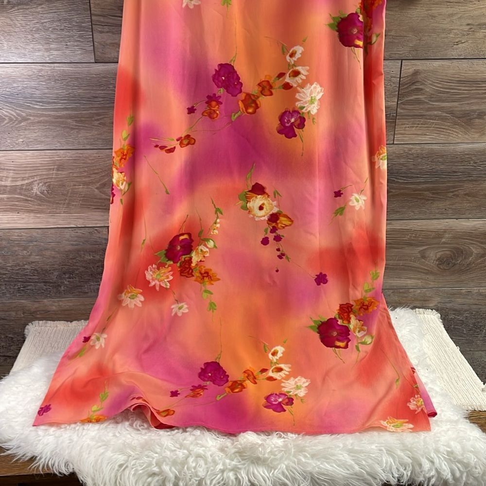 MAGGIE SWEET Womens Sleeveless Belted Maxi Dress 1X Tropical Floral Coral Pink - Picture 5 of 10